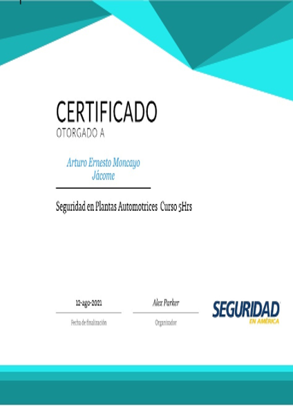 Certificado Ing. Arturo Moncayo