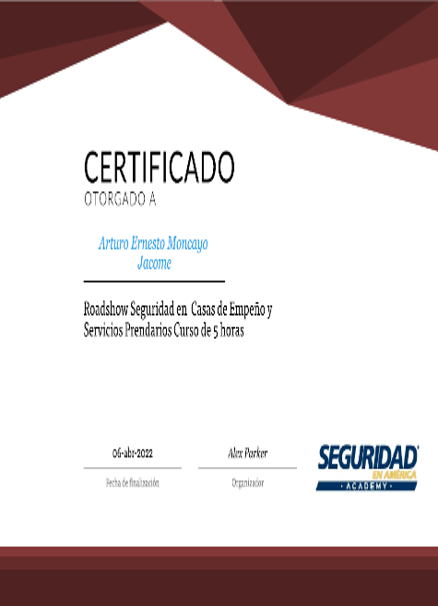Certificado Ing. Arturo Moncayo