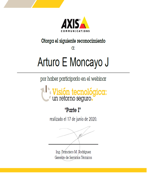 Certificado Ing. Arturo Moncayo