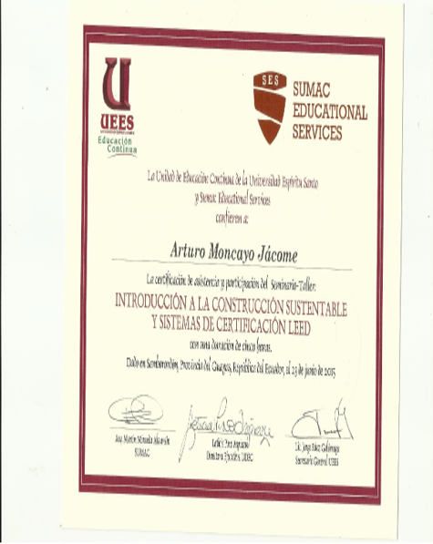 Certificado Ing. Arturo Moncayo