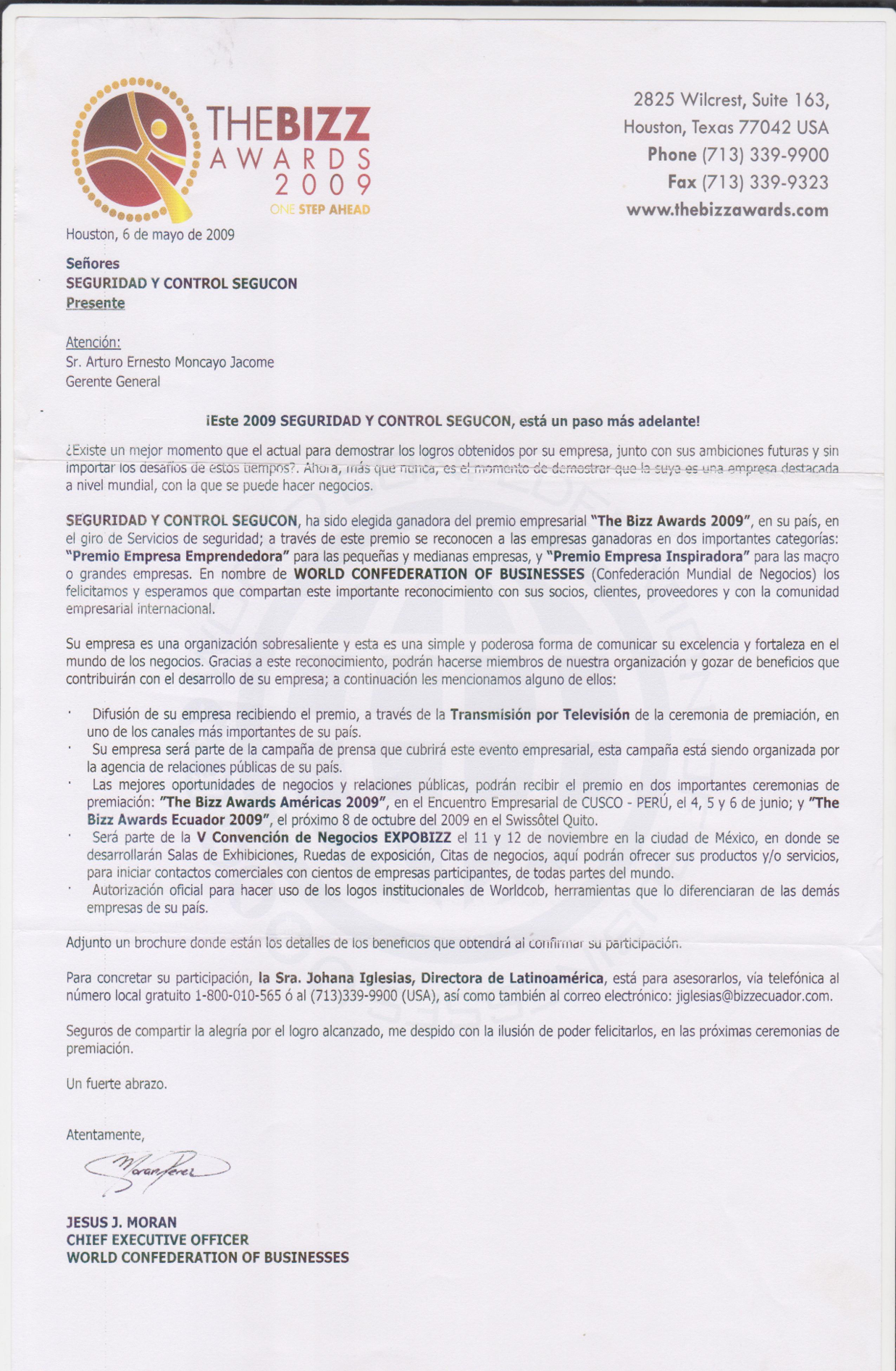 Certificado Ing. Arturo Moncayo