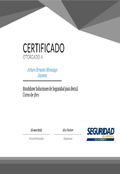 Certificado Ing. Arturo Moncayo