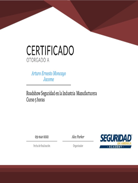 Certificado Ing. Arturo Moncayo
